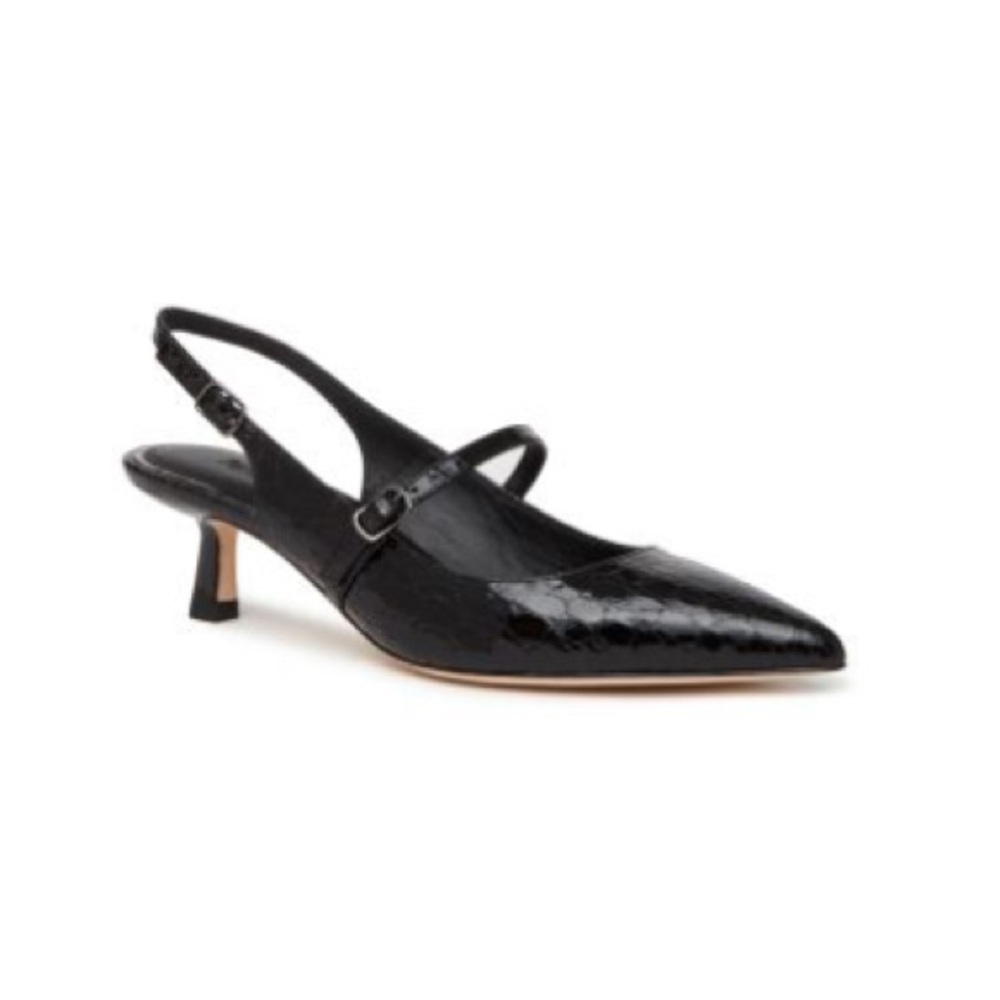 PAIGE Maggie Black Croc Slingback Heels